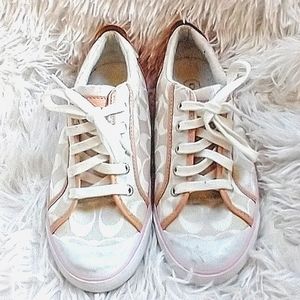 Coach Barrett Sneakers Cream Signature Print Size 8
